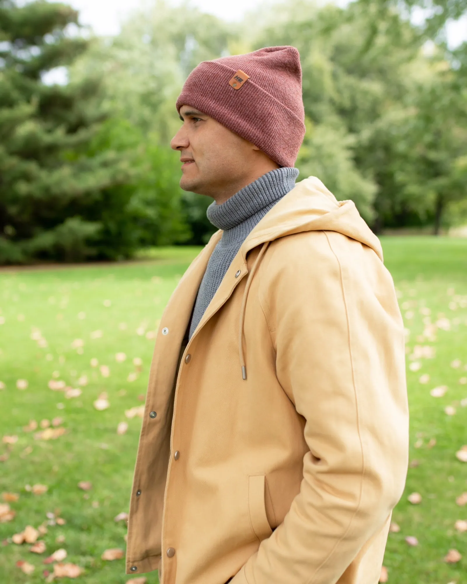 NEW HAAKWEAR Theta-Stitch Cuffed Beanie - Designed and Made in USA (Patent Pending Design) - Rusty Burgundy