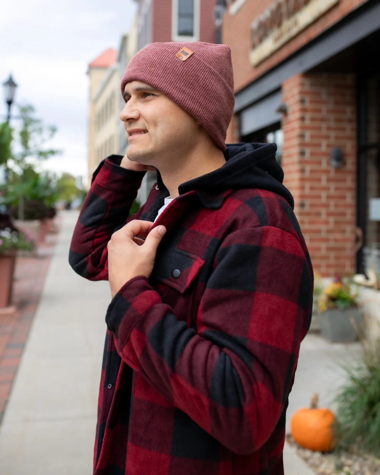 NEW HAAKWEAR Theta-Stitch Cuffed Beanie - Designed and Made in USA (Patent Pending Design) - Rusty Burgundy