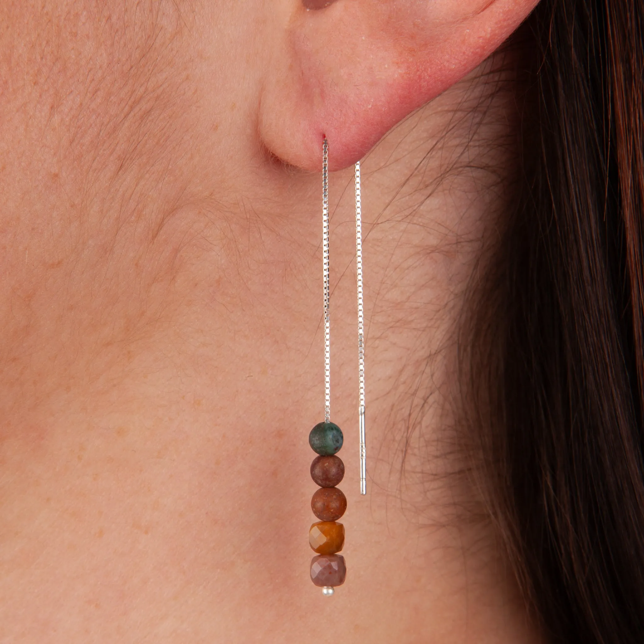 Ocean Jasper Matte Threader Earrings