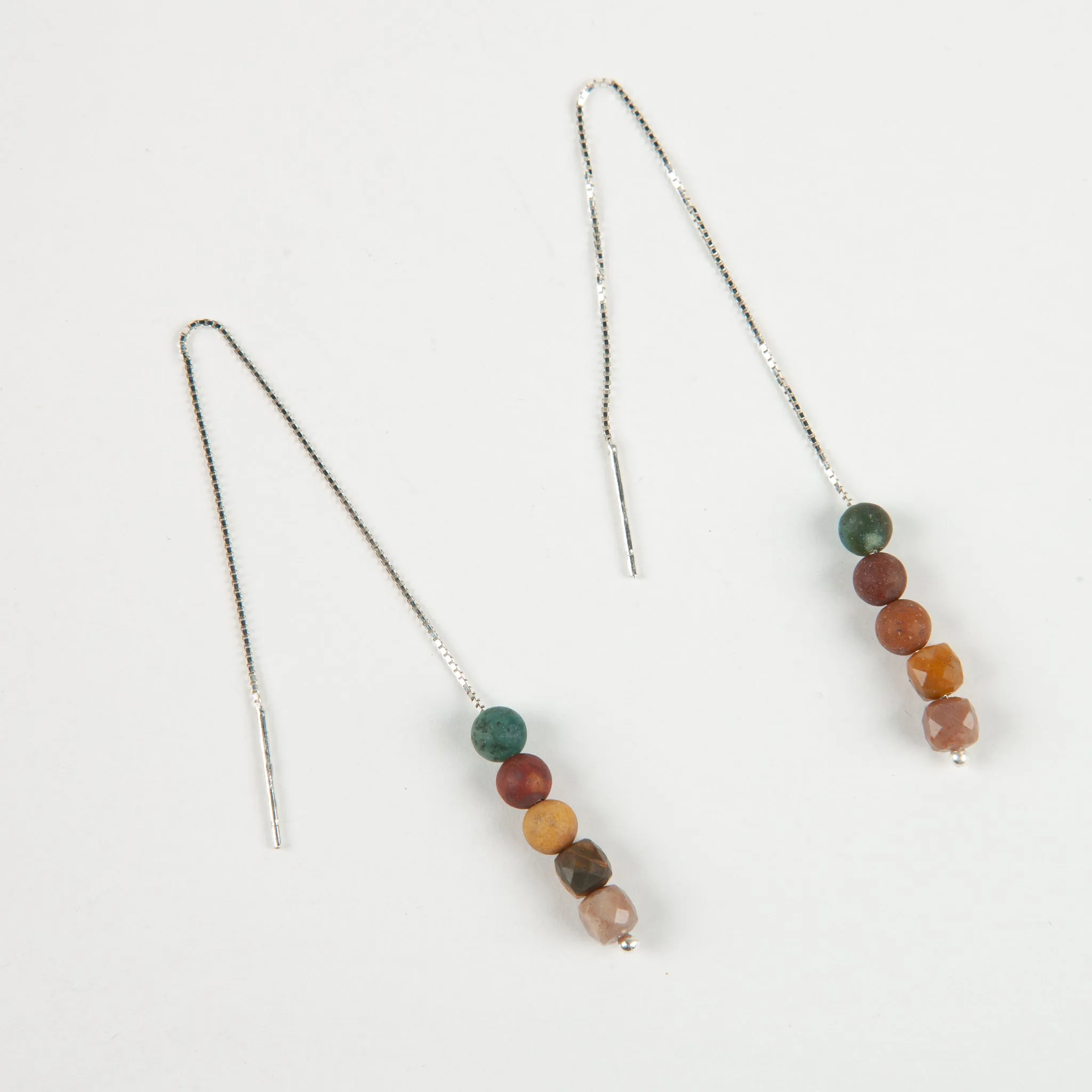 Ocean Jasper Matte Threader Earrings