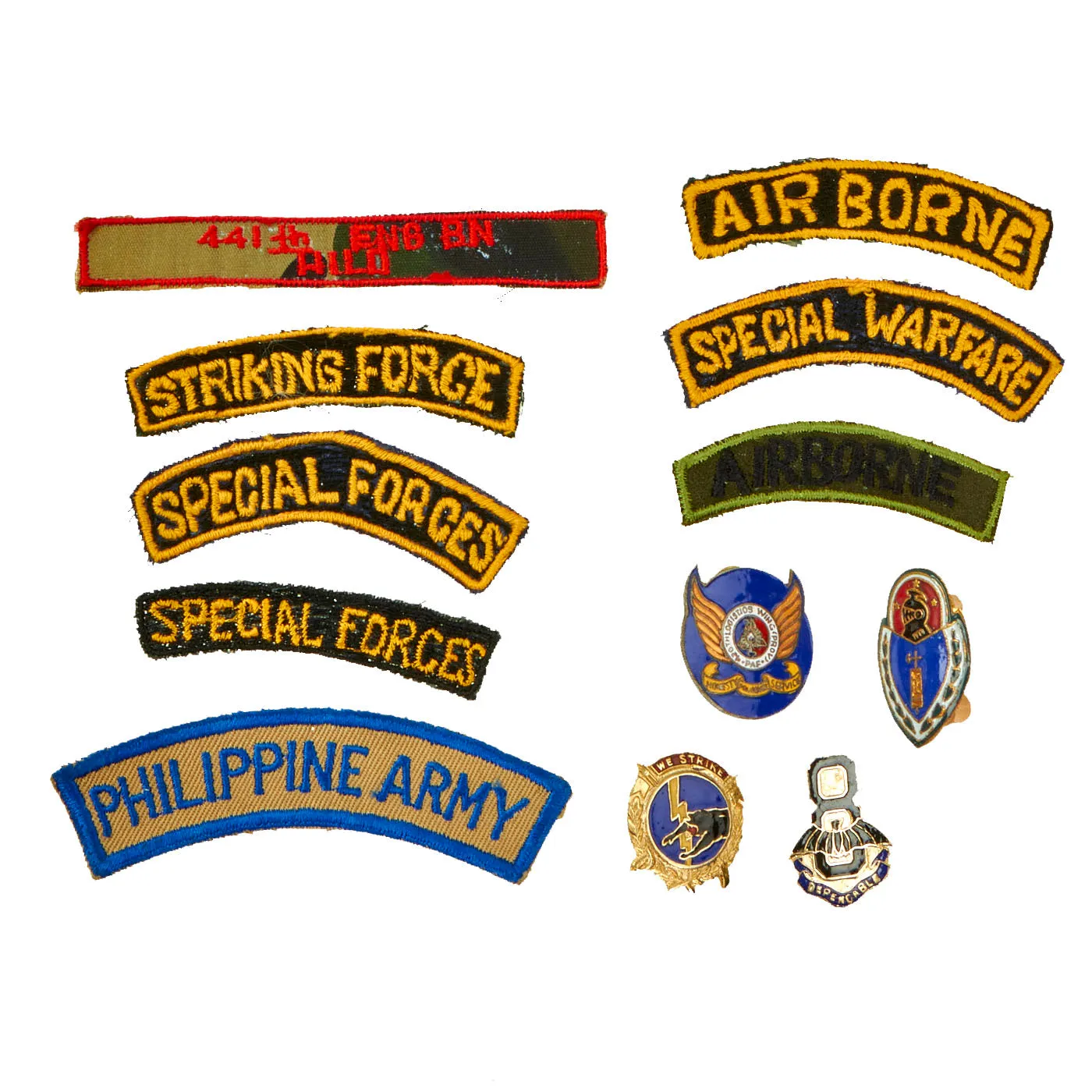 Original Philippines Cold War Era Armed Forces of the Philippines Large Patch Lot Featuring 1st Scout Ranger Regiment Patches and Filipino ‘Green Berets” Patch - 71 Items