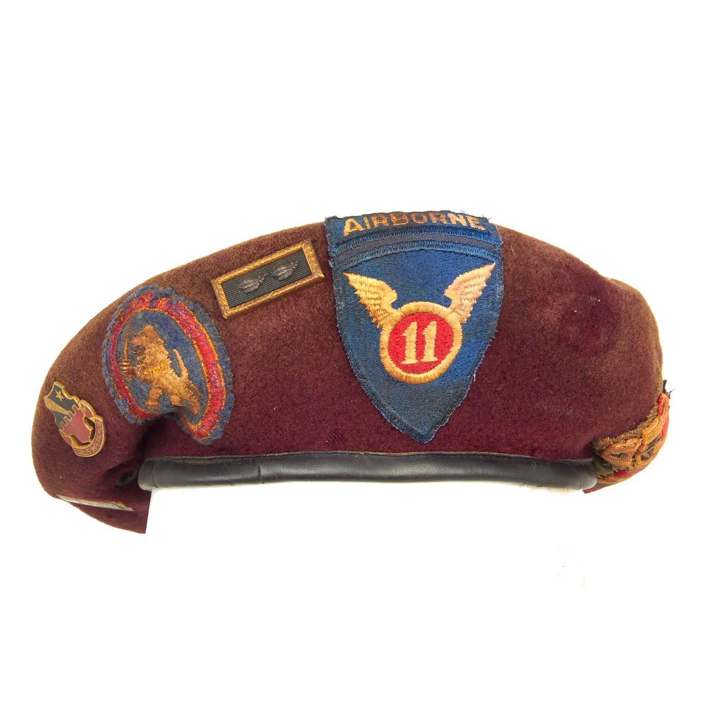 Original U.S. Korean War Era Named 11th Airborne, 509th Parachute Infantry Regiment Grouping For 3 War (WWII to Vietnam) Veteran SFC Raymond Sieker - Commemorative Plaque and Patched Maroon Beret