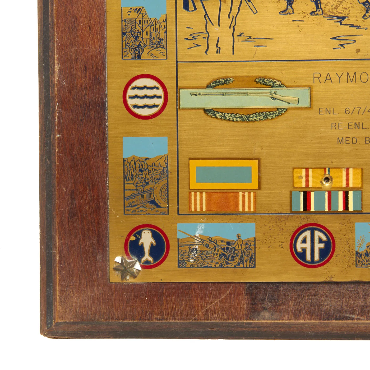 Original U.S. Korean War Era Named 11th Airborne, 509th Parachute Infantry Regiment Grouping For 3 War (WWII to Vietnam) Veteran SFC Raymond Sieker - Commemorative Plaque and Patched Maroon Beret