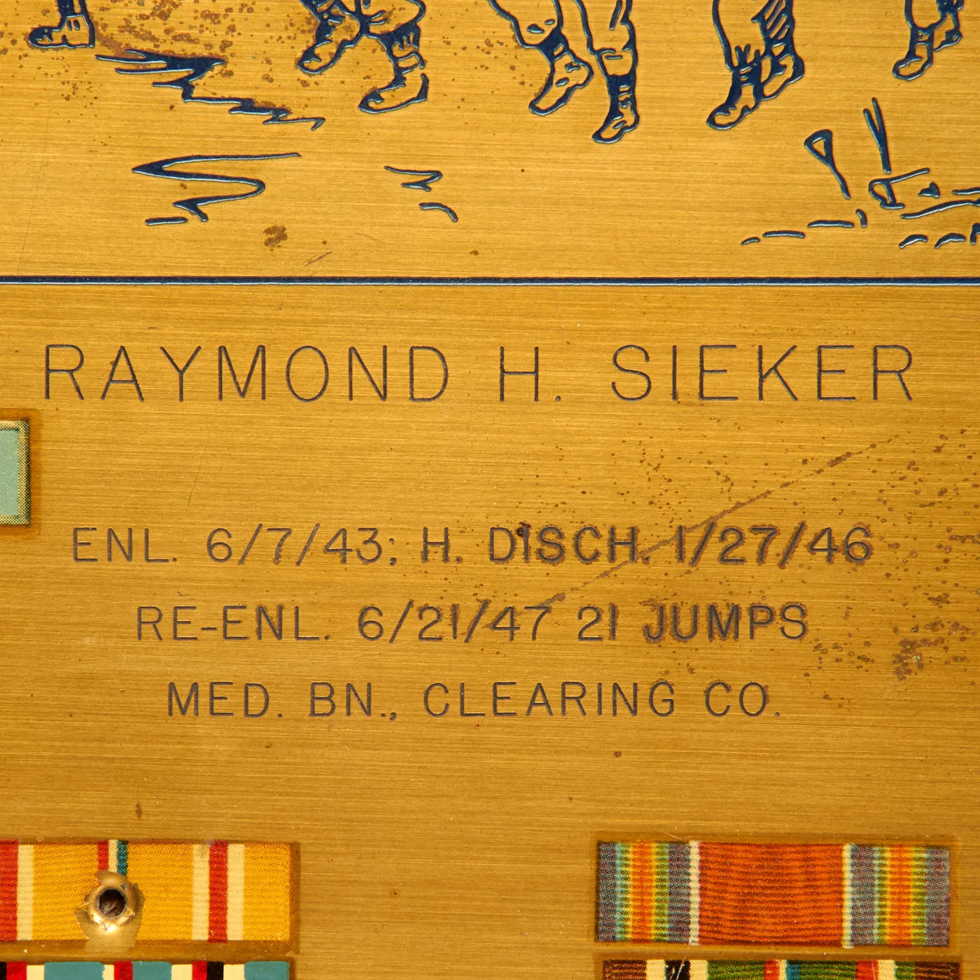 Original U.S. Korean War Era Named 11th Airborne, 509th Parachute Infantry Regiment Grouping For 3 War (WWII to Vietnam) Veteran SFC Raymond Sieker - Commemorative Plaque and Patched Maroon Beret