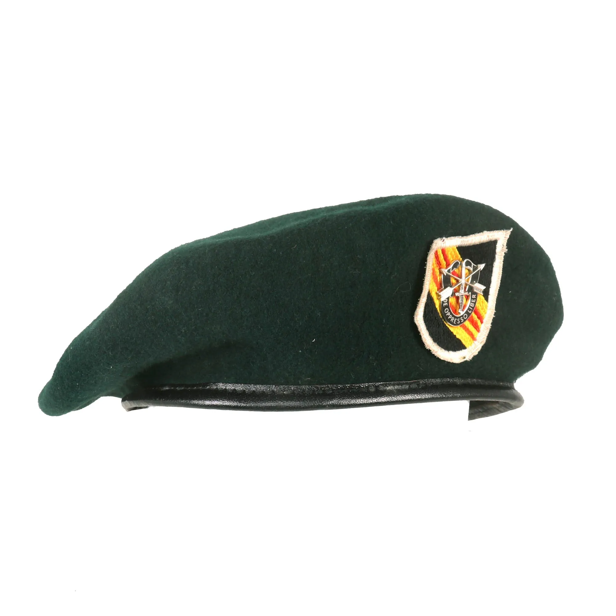 Original U.S. Vietnam War 5th Special Forces Group Airborne Green Beret Dated 1973 - Size 7¾