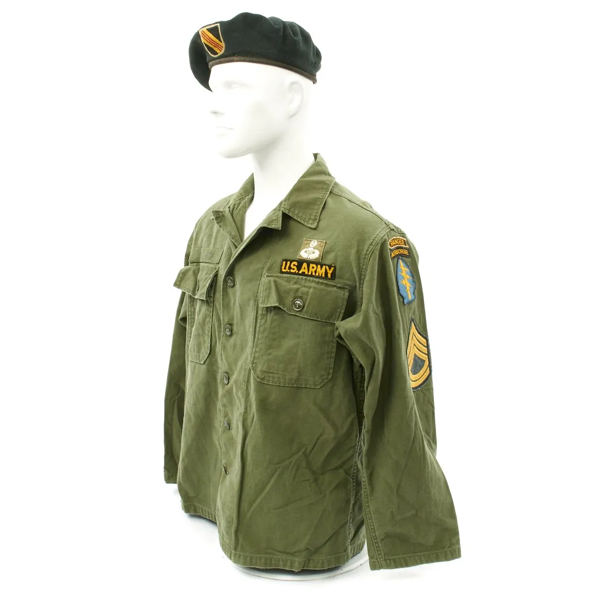 Original U.S. Vietnam War Named Green Beret Special Forces Airborne Ranger Uniform Set