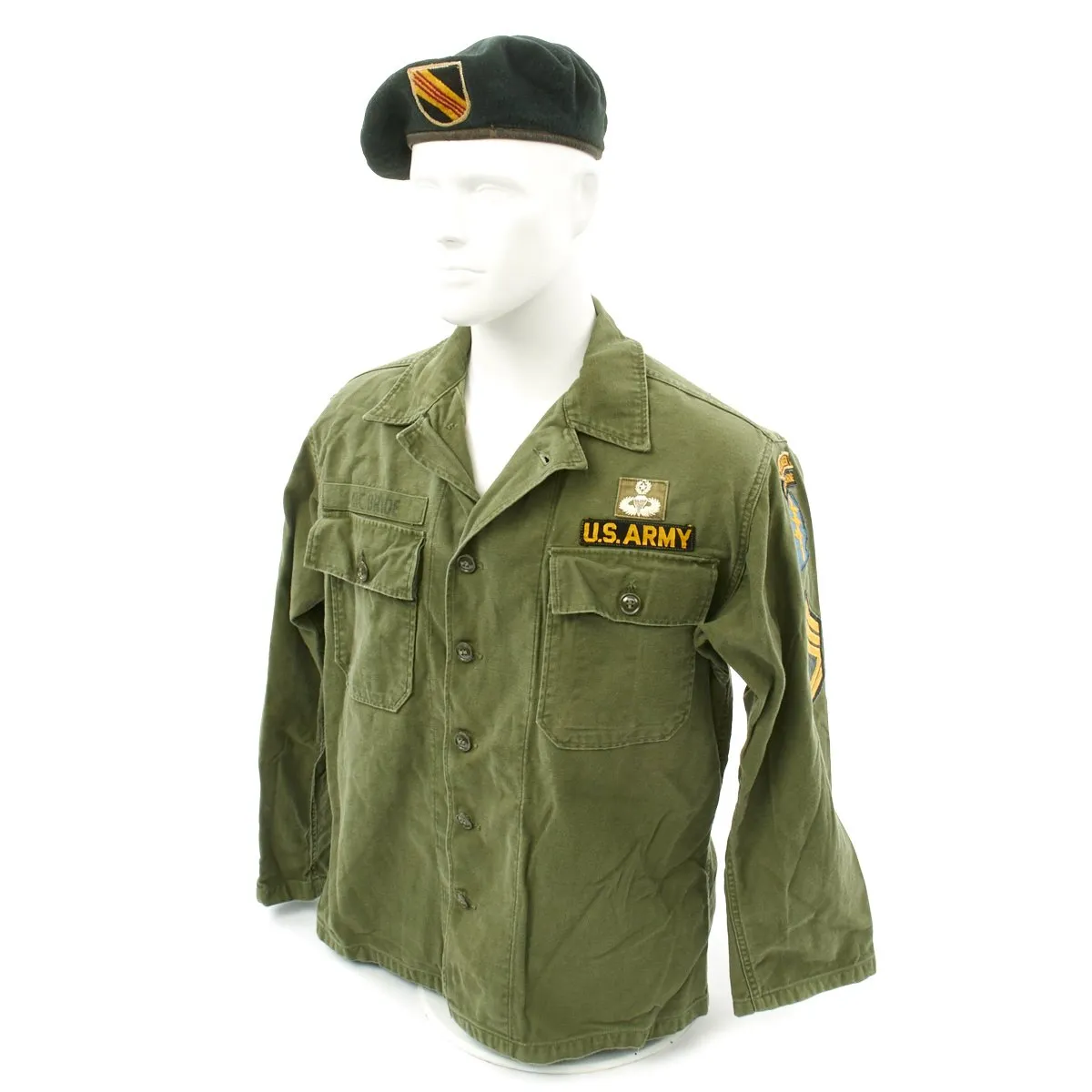 Original U.S. Vietnam War Named Green Beret Special Forces Airborne Ranger Uniform Set