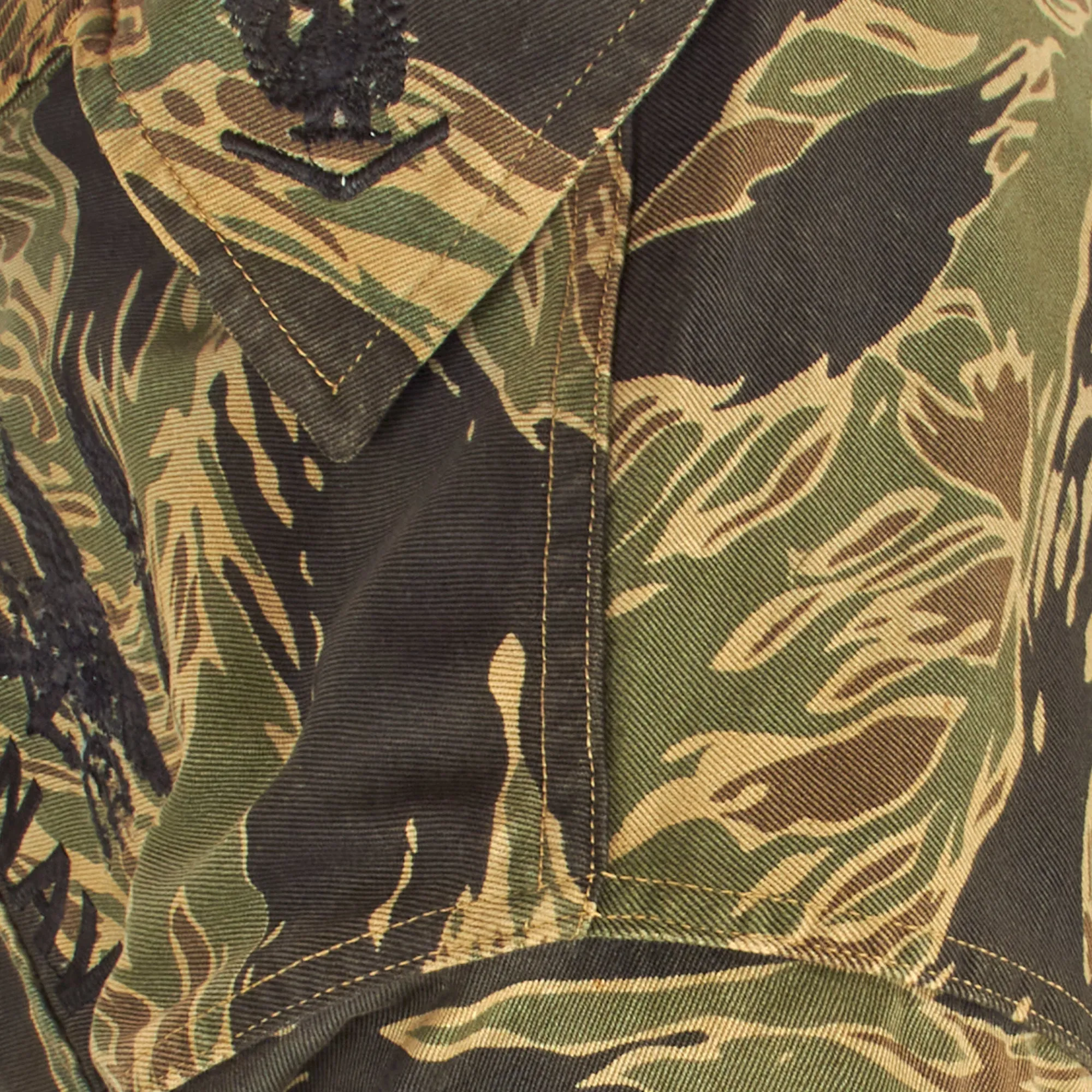 Original U.S. Vietnam War Navy SEAL Tiger Stripe "John Wayne Sparse" Pattern  Camouflage Fatigue Uniform Shirt for Petty Officer John J. Donovan, SEAL Team 2 of Naval Special Warfare Group 2