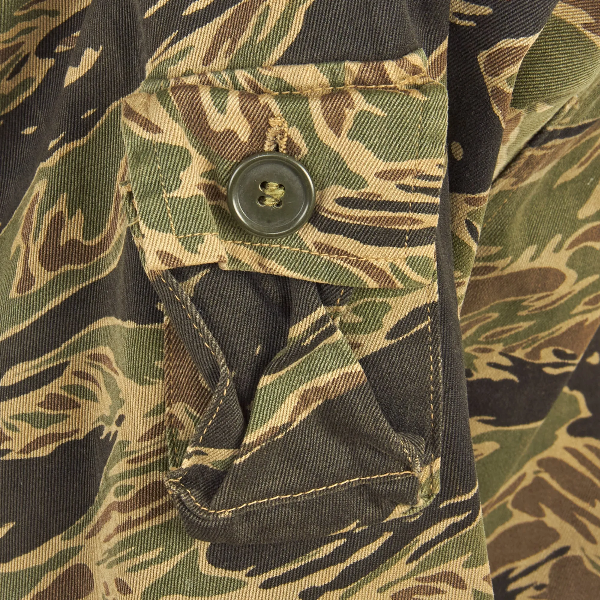 Original U.S. Vietnam War Navy SEAL Tiger Stripe "John Wayne Sparse" Pattern  Camouflage Fatigue Uniform Shirt for Petty Officer John J. Donovan, SEAL Team 2 of Naval Special Warfare Group 2