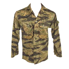 Original U.S. Vietnam War Navy SEAL Tiger Stripe "John Wayne Sparse" Pattern  Camouflage Fatigue Uniform Shirt for Petty Officer John J. Donovan, SEAL Team 2 of Naval Special Warfare Group 2