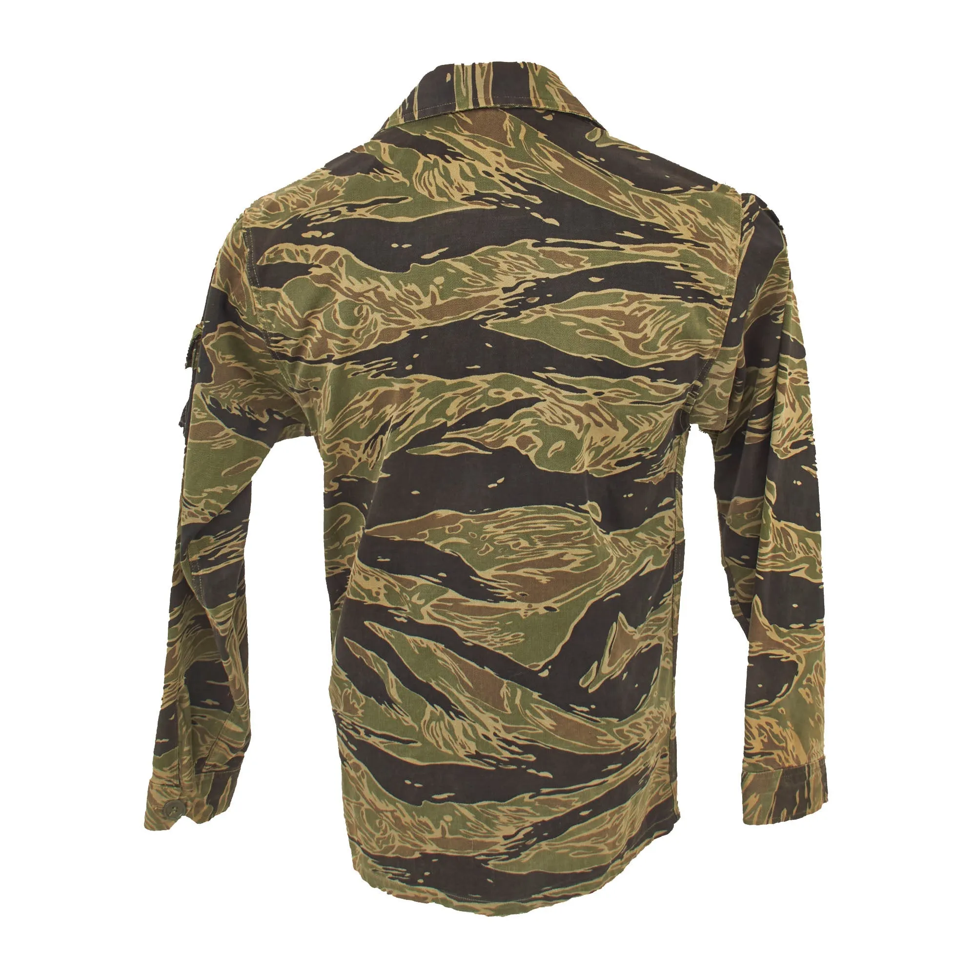 Original U.S. Vietnam War Navy SEAL Tiger Stripe "John Wayne Sparse" Pattern  Camouflage Fatigue Uniform Shirt for Petty Officer John J. Donovan, SEAL Team 2 of Naval Special Warfare Group 2