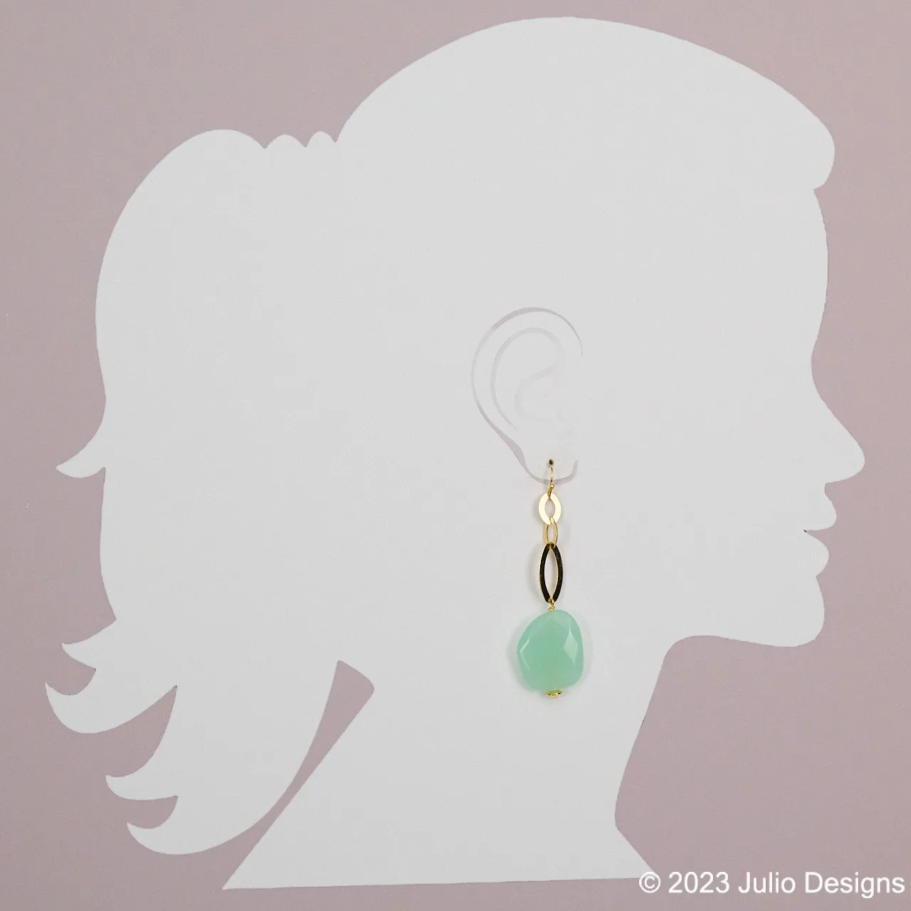 Raton Aqua Crystal and Brass Dangle Earrings