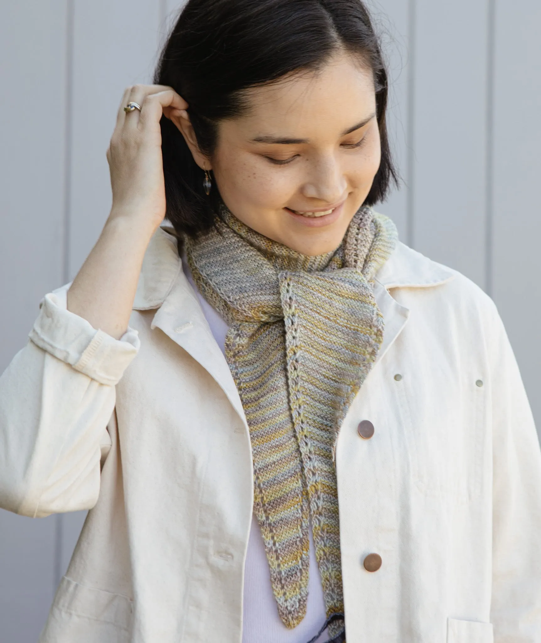 Simple Sideways Triangle Scarf Using Hand Maiden Mini Maiden