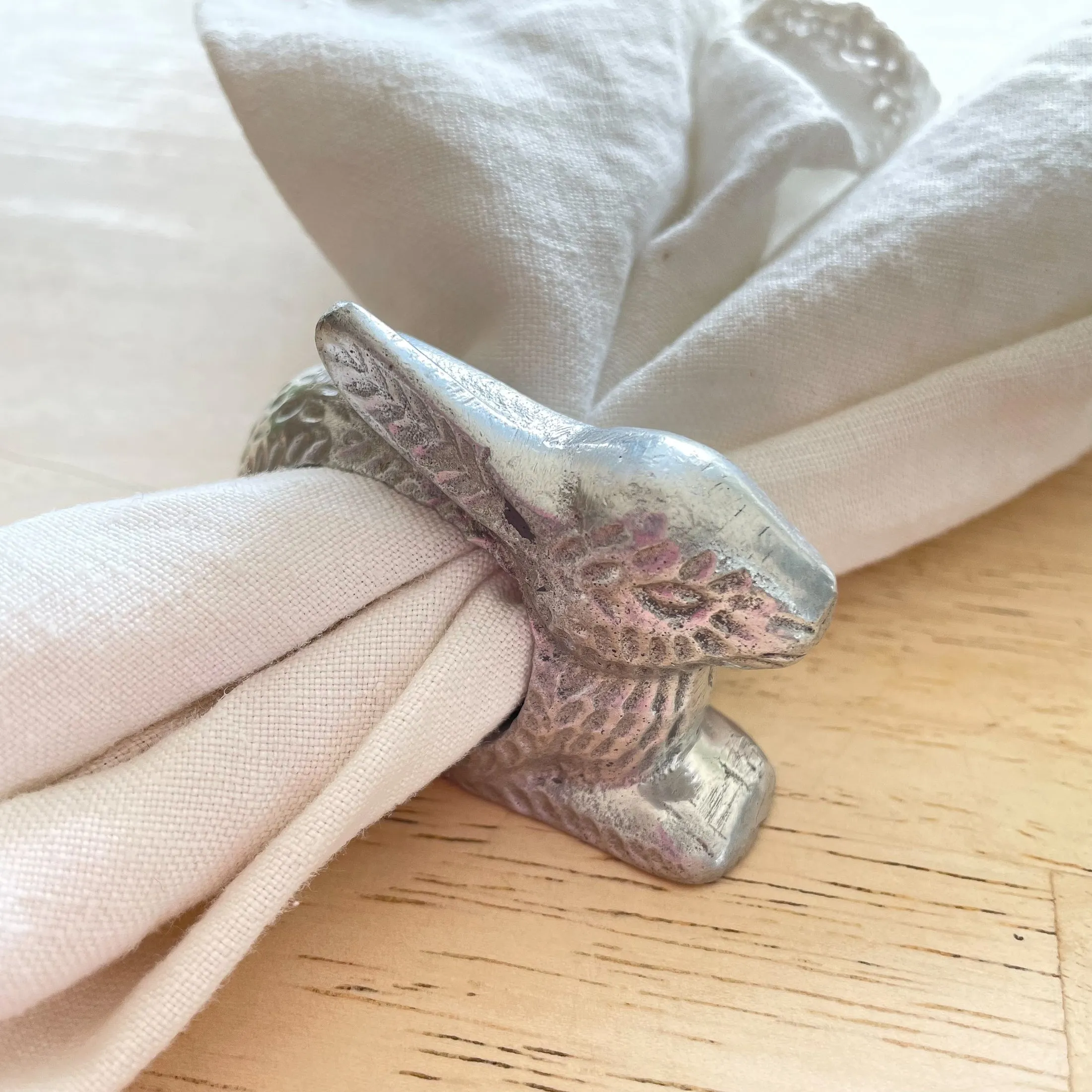 SOLD Vintage 90s Arthur Court Rabbit/Bunny Napkin Rings, Set of 8