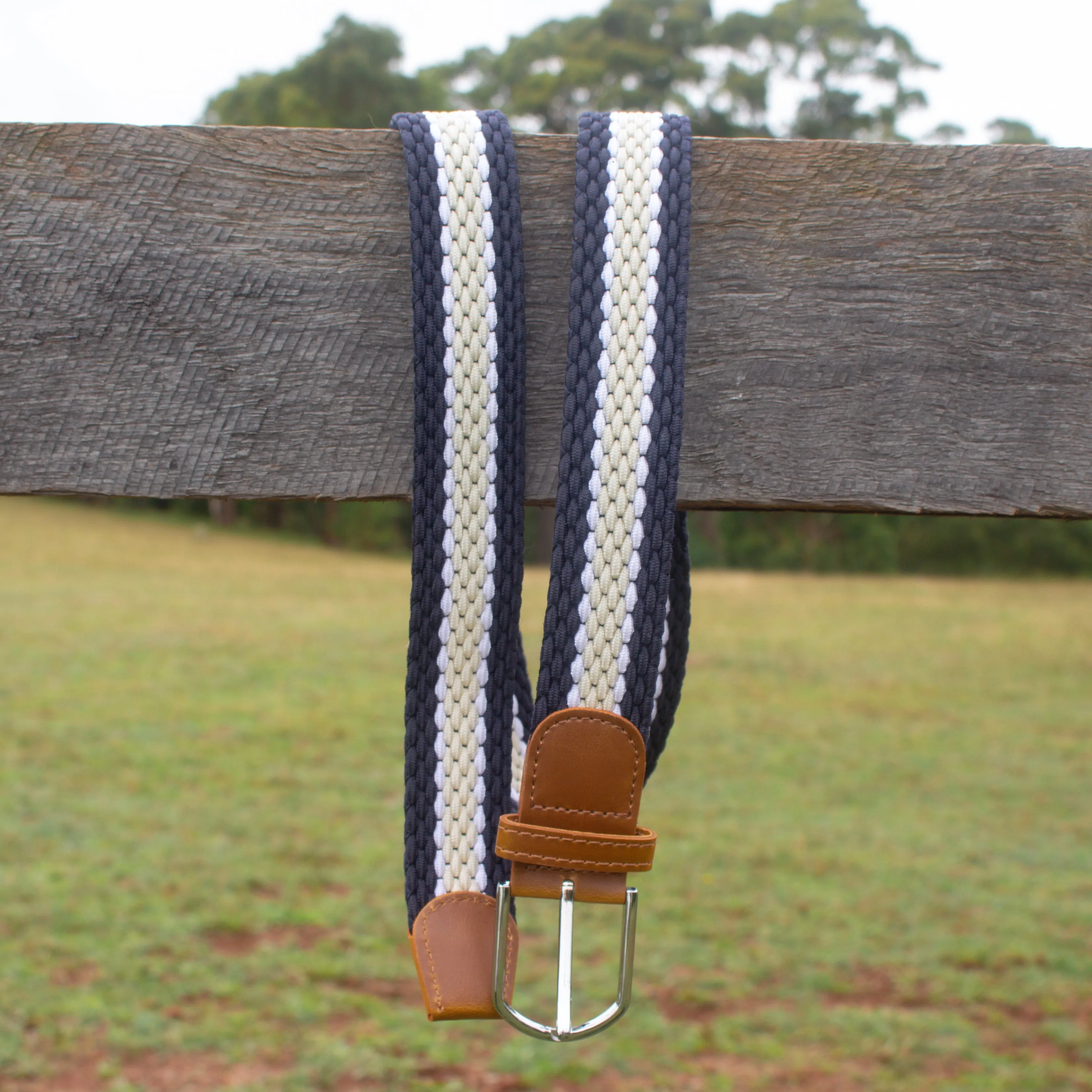 Stretch Belt - Navy/Beige