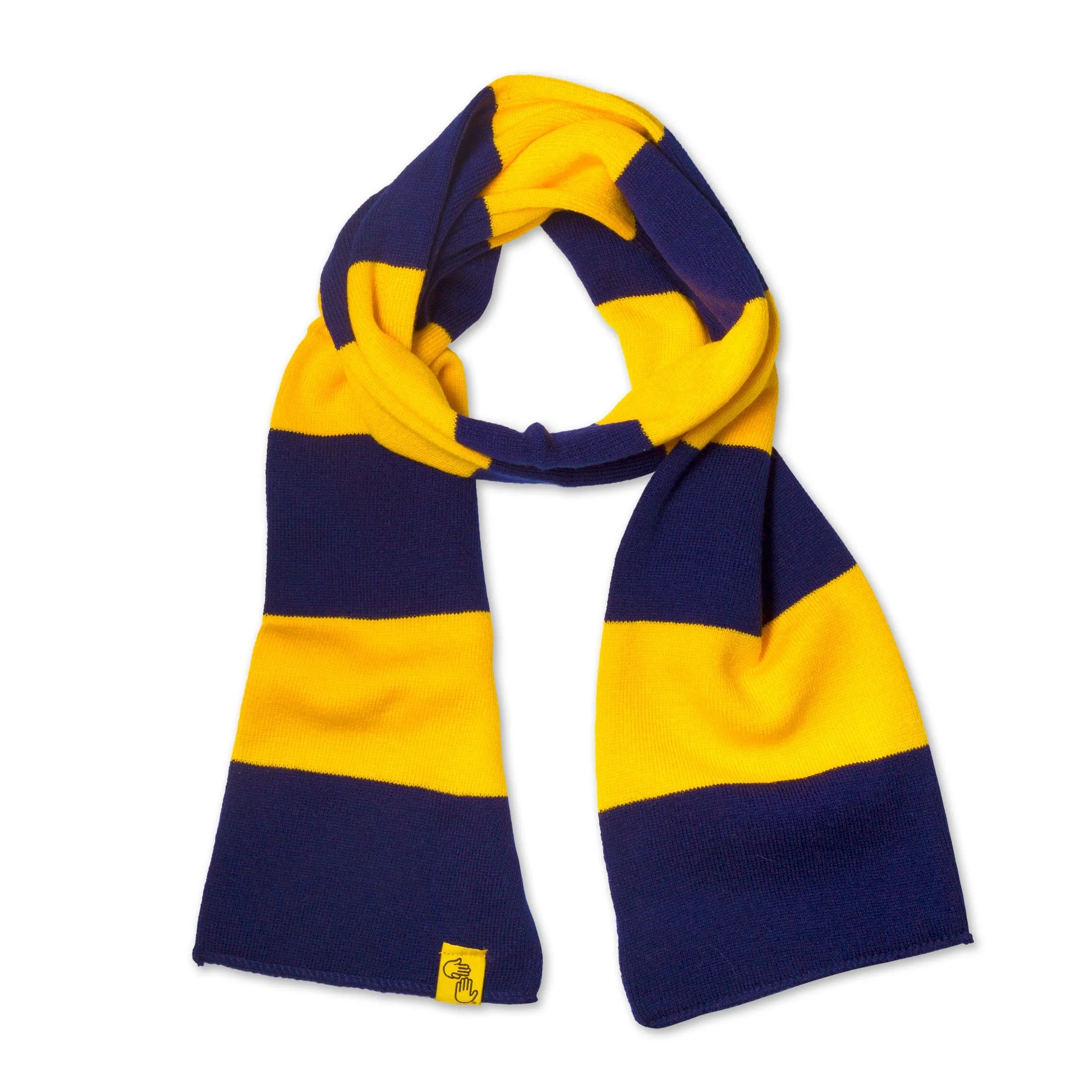 Striped Knit Scarf (Navy & Gold)