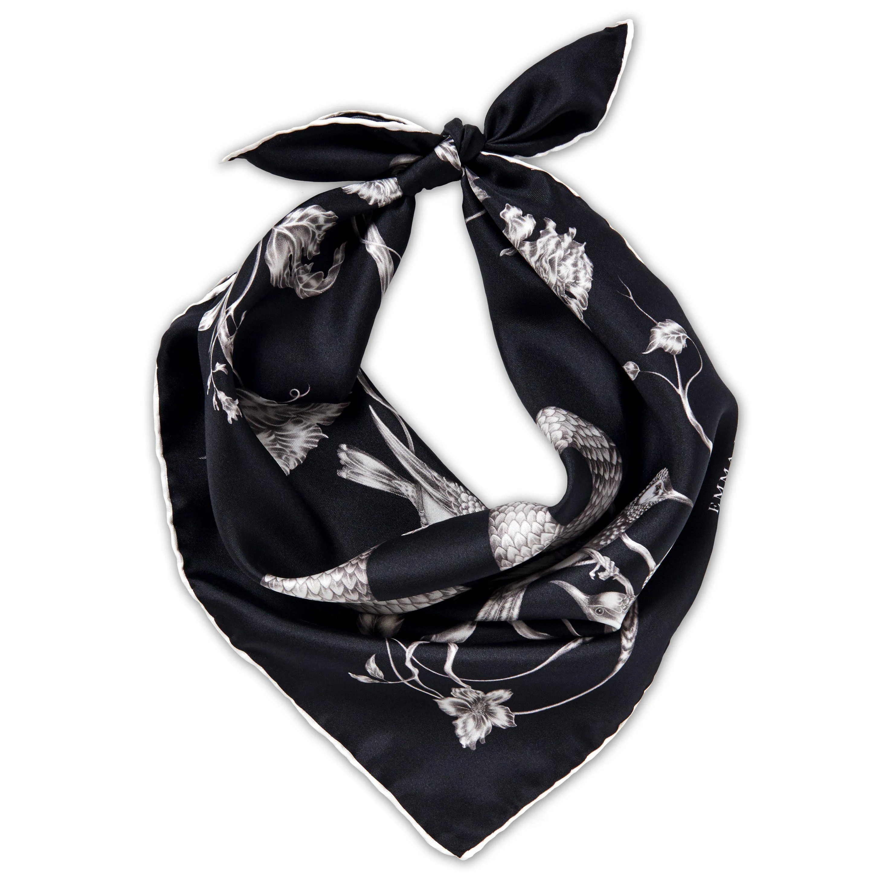 Totem Snake Mini Silk Scarf Black