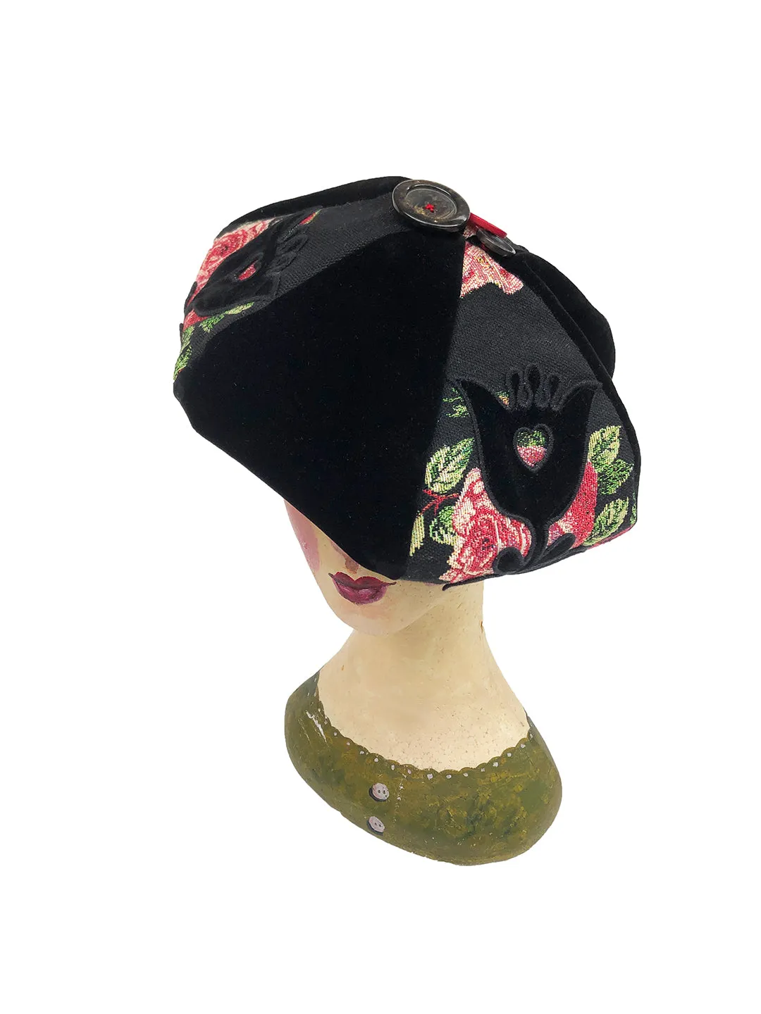 Unlogical Poem Illustration Print Patchwork Beret