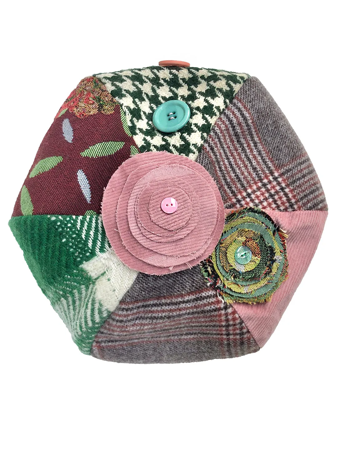 Unlogical Poem Illustration Print Patchwork Beret