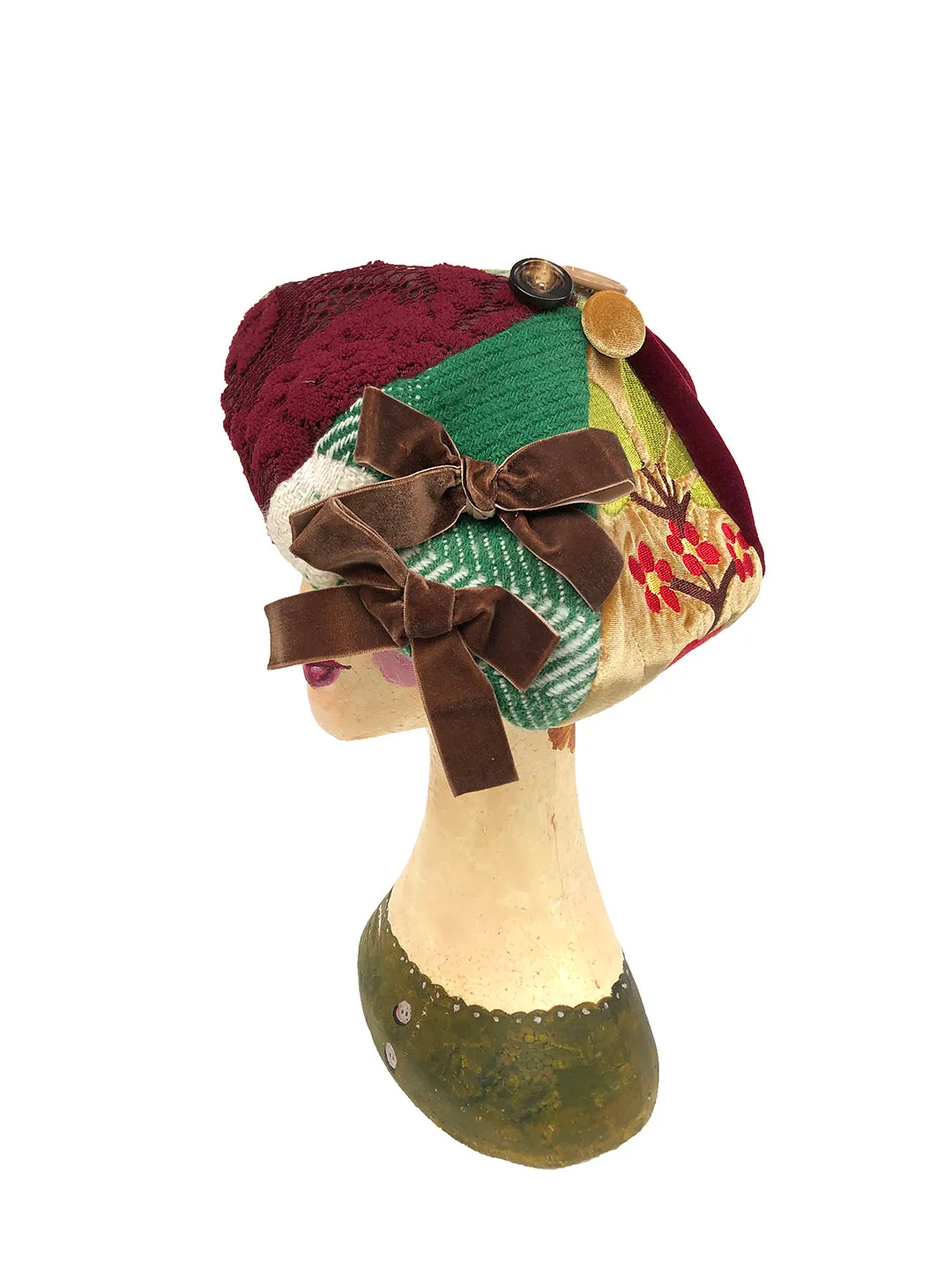 Unlogical Poem Illustration Print Patchwork Beret