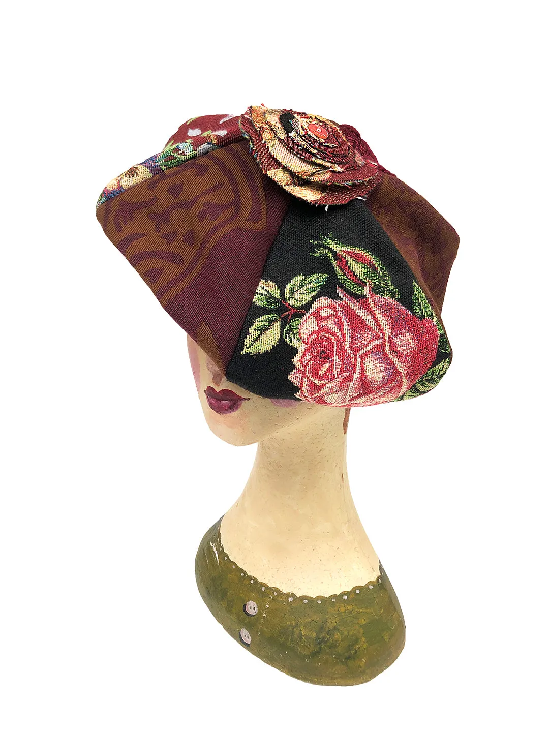 Unlogical Poem Illustration Print Patchwork Beret