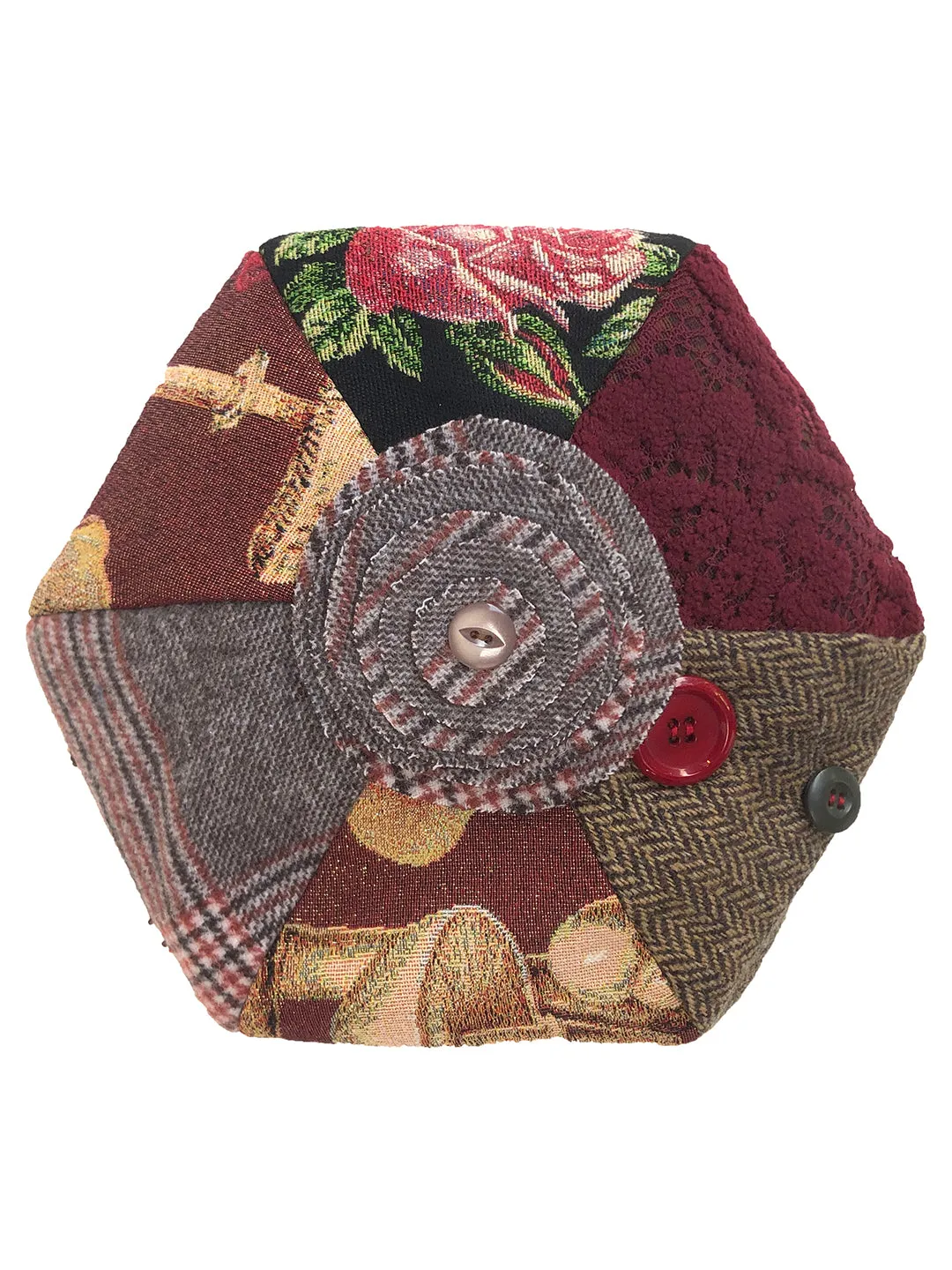 Unlogical Poem Illustration Print Patchwork Beret