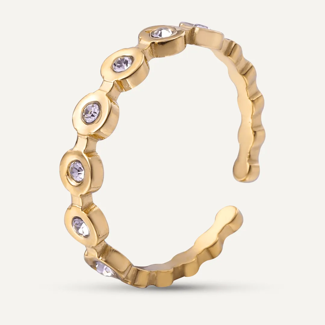 Vibes | Dazzling Dots Eternity Adjustable Ring | 18K Gold-Plated