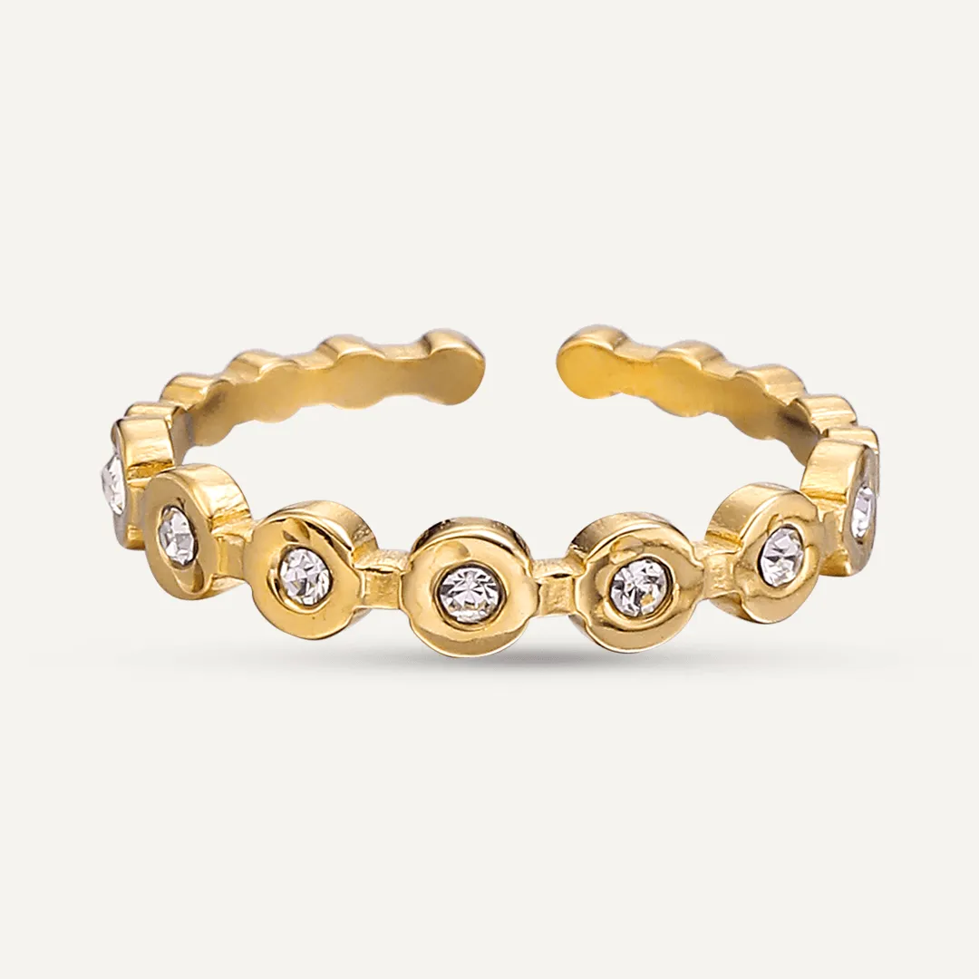 Vibes | Dazzling Dots Eternity Adjustable Ring | 18K Gold-Plated