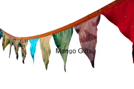 Vintage Recycled Silk sari Fabric Bunting Tea Party Flag X-Mas Multicolour Garland 2 Meters