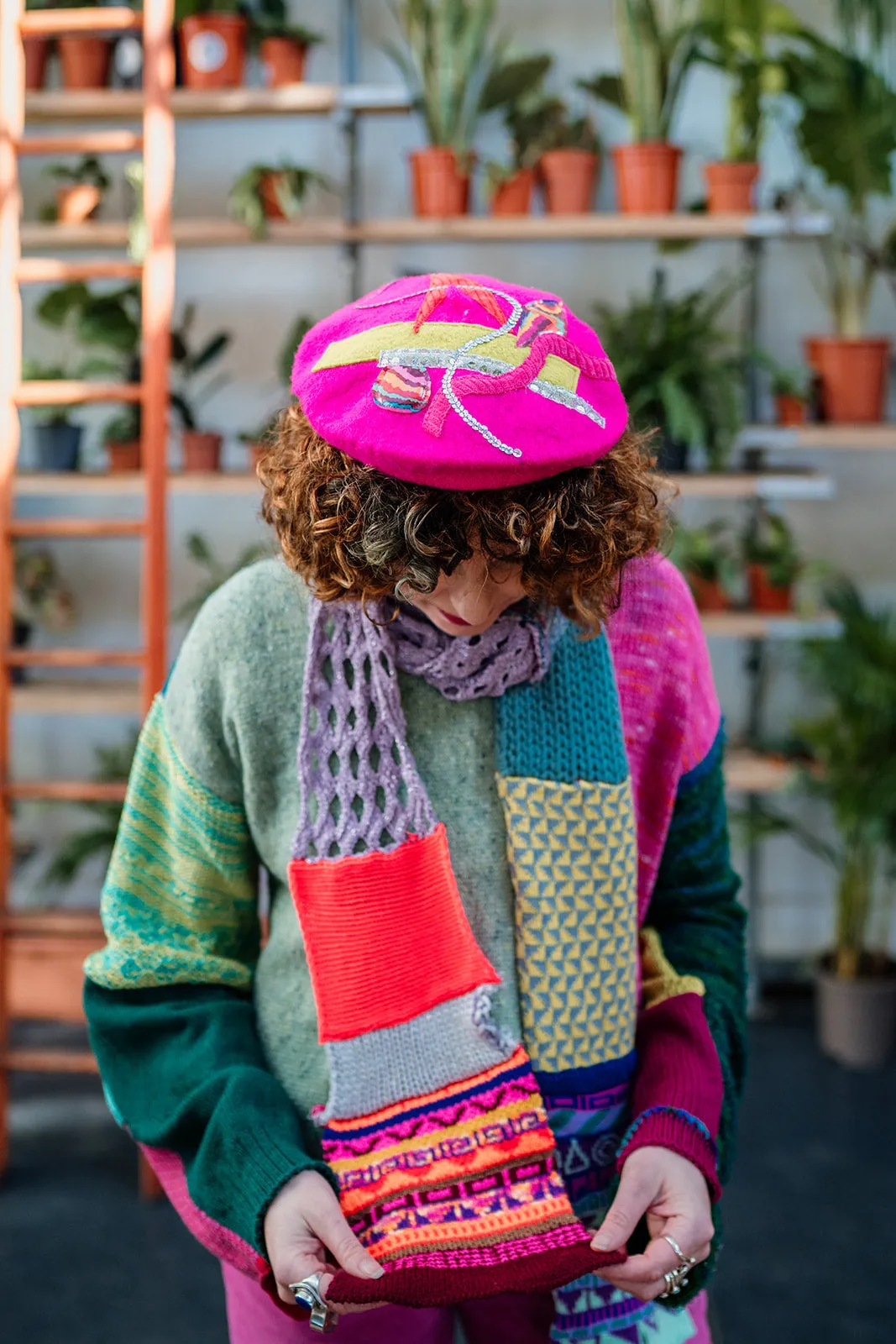 Zero Waste Beret in Hot Pink